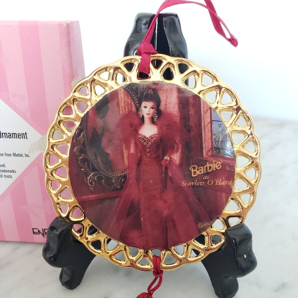 1996 Enesco Barbie Scarlett O'Hara Porcelain Christmas Ornament Gone with Wind - Picture 3 of 9